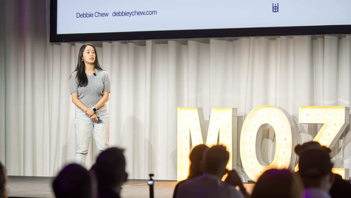 Debbie Chew speaking at MozCon