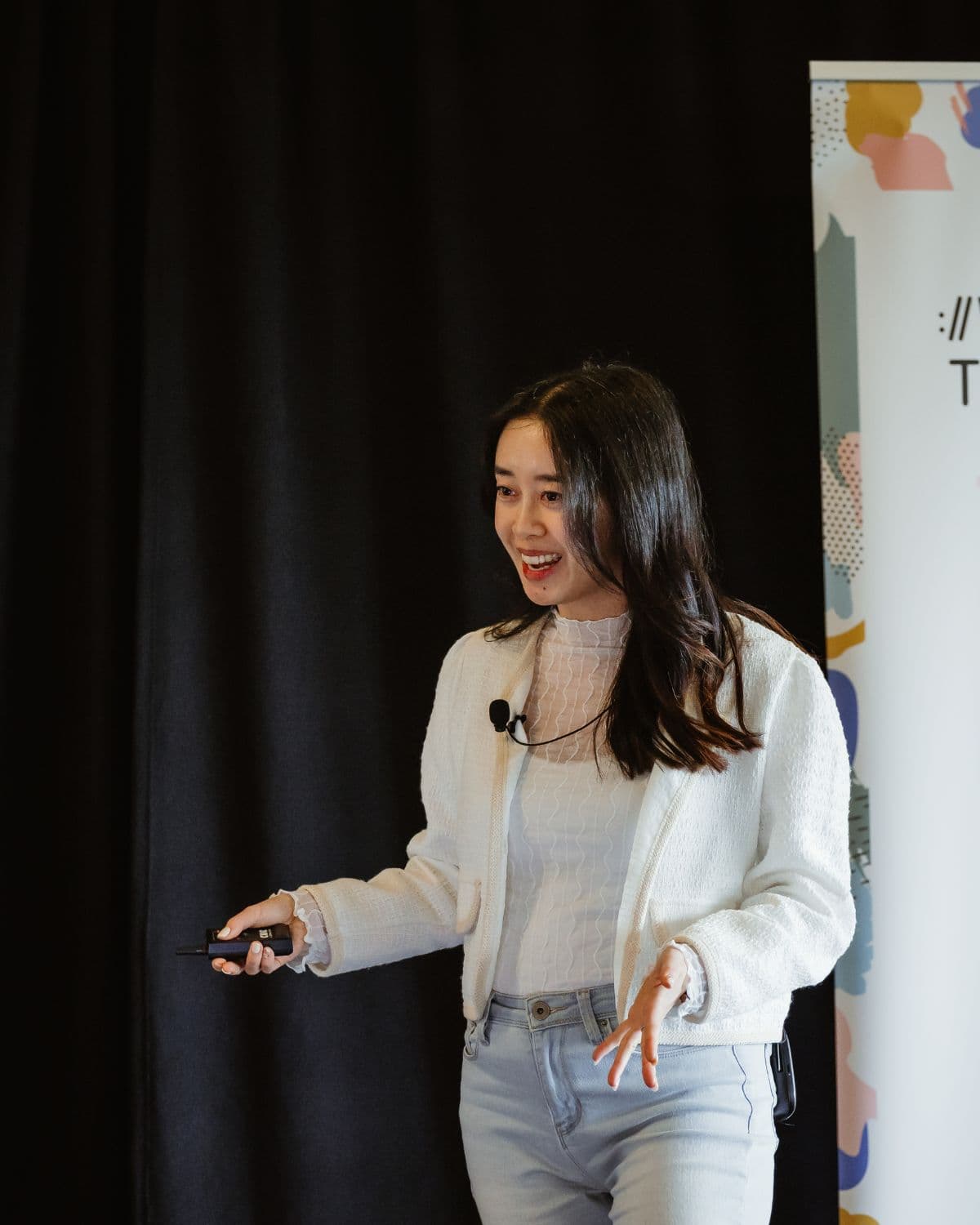 Debbie Chew speaking at an industry event